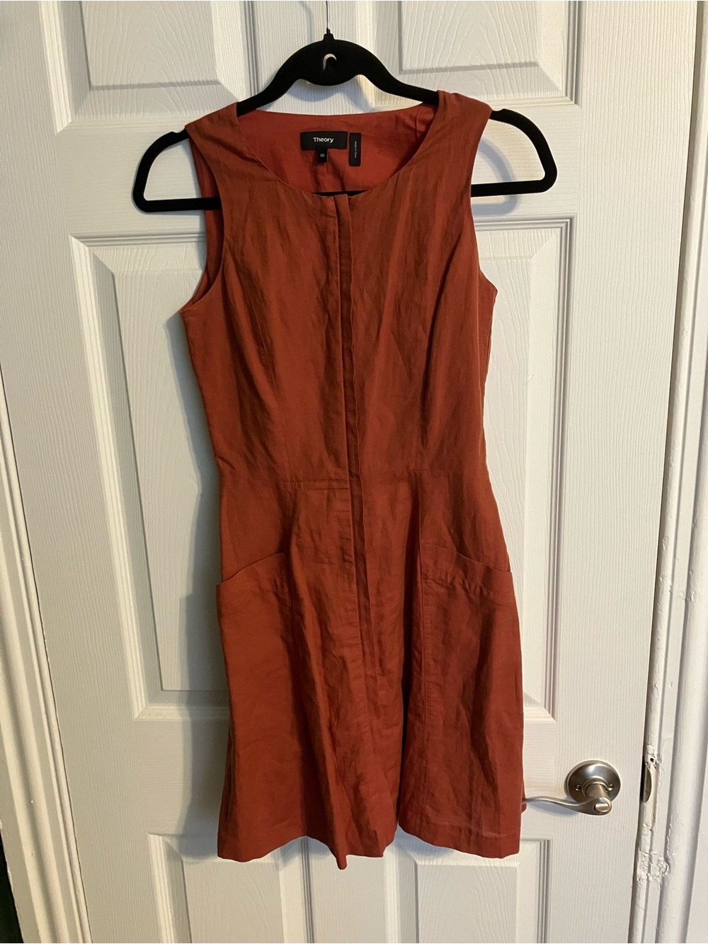 Theory Sleeveless Mini Dress in Rust